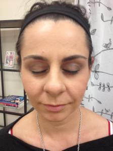 Michelle with one done brow...look at the difference your brows can make!